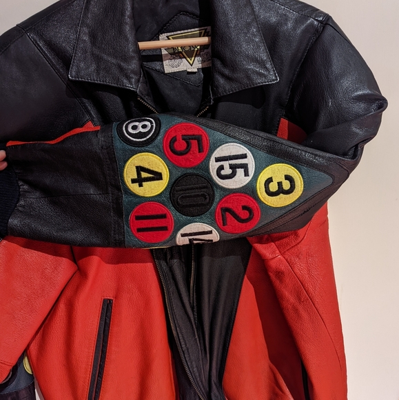 Vintage Phase 2 Leather Pool Ball Bomber Jacket - Picture 3 of 5